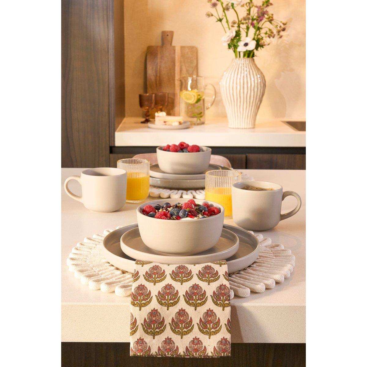 Ozi Descrises Set 4 Personen - Stein gut - Taupe - HomeDesign Knaus