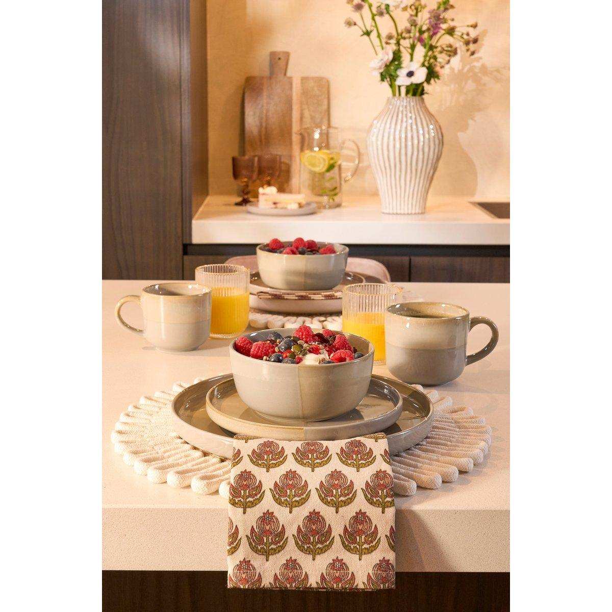 Ozi Set Set 4 Personen - Stein gut - grau - HomeDesign Knaus