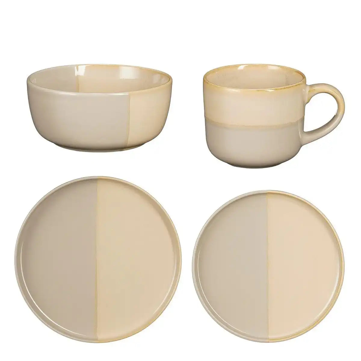 Ozi Set Set 4 Personen - Stein gut - grau - HomeDesign Knaus