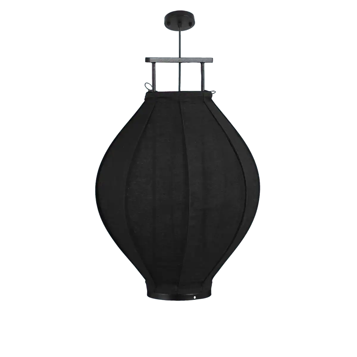 Pego Hängelampe - H73 x Ø54 cm - Leinen - Schwarz - HomeDesign Knaus