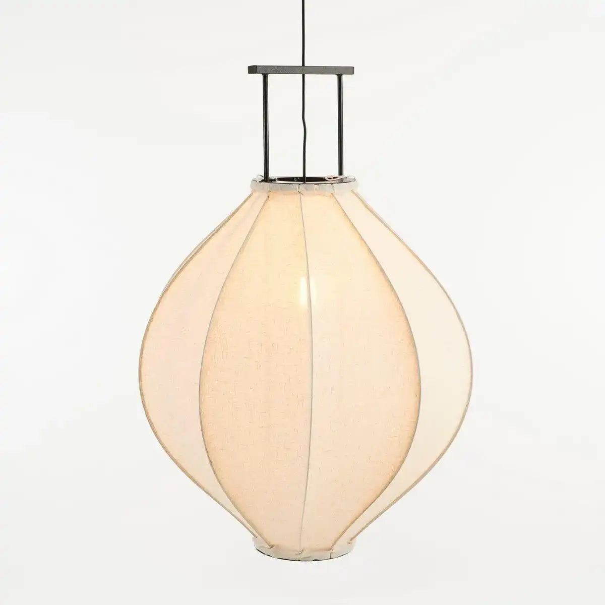 Pego Hängelampe - H94 x Ø70 cm - Leinen - Off White - HomeDesign Knaus