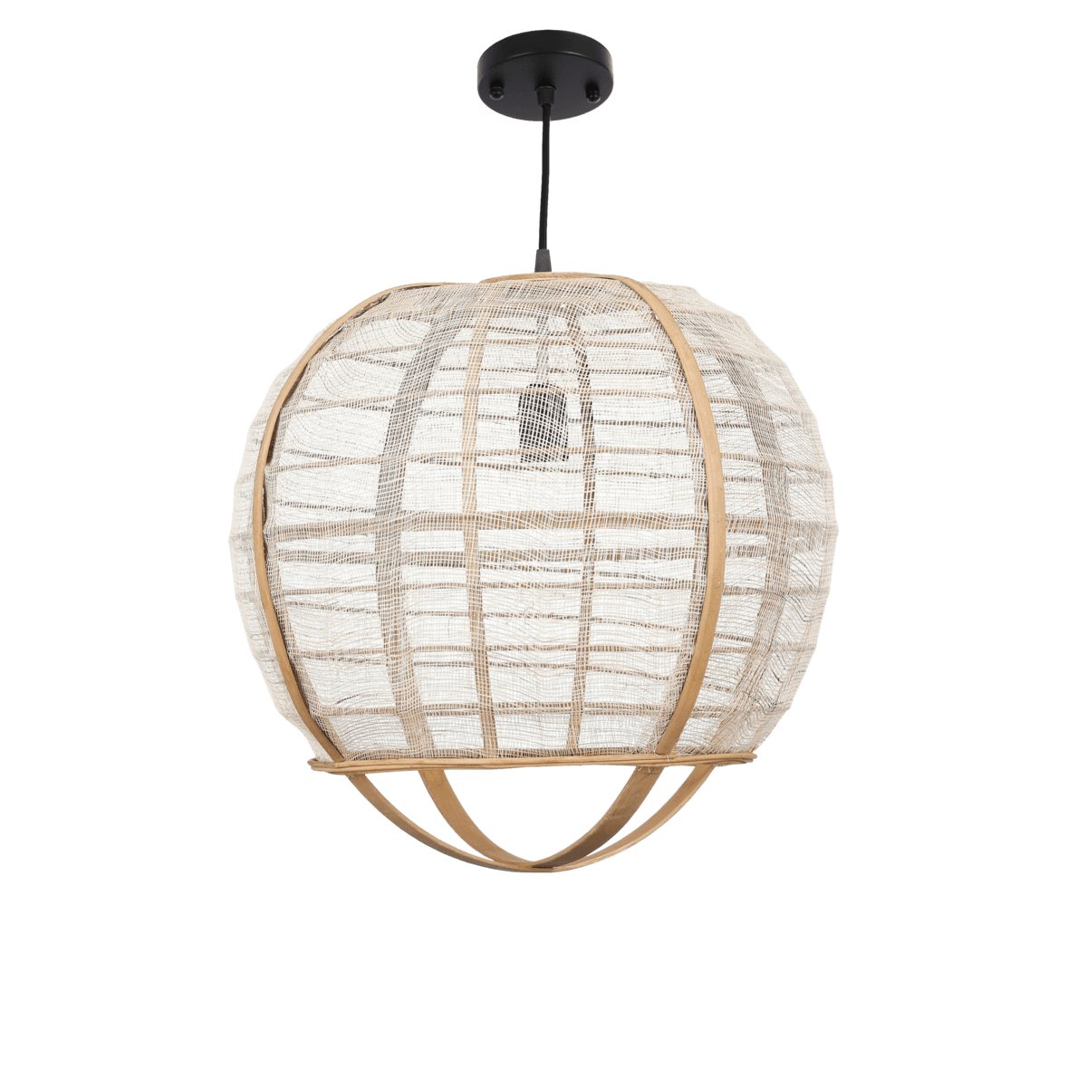 Pella Hängelampe – H44 x Ø45 cm – Leinen – Beige - HomeDesign Knaus