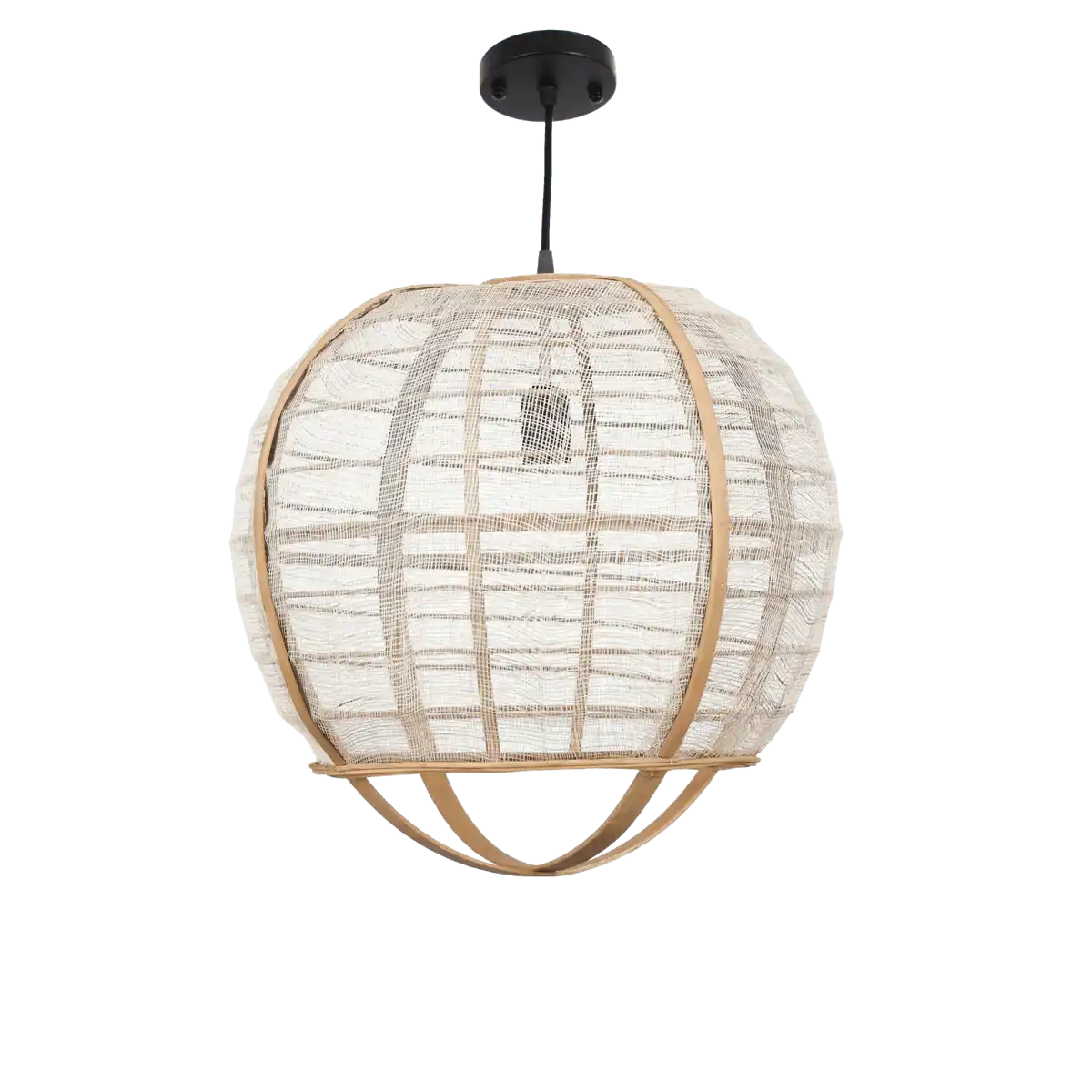 Pella Hängelampe – H44 x Ø45 cm – Leinen – Beige - HomeDesign Knaus