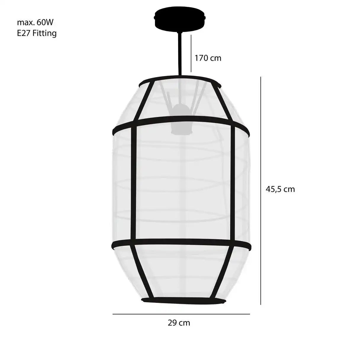 Pella Hängelampe – H46 x Ø29 cm – Leinen – Beige - HomeDesign Knaus