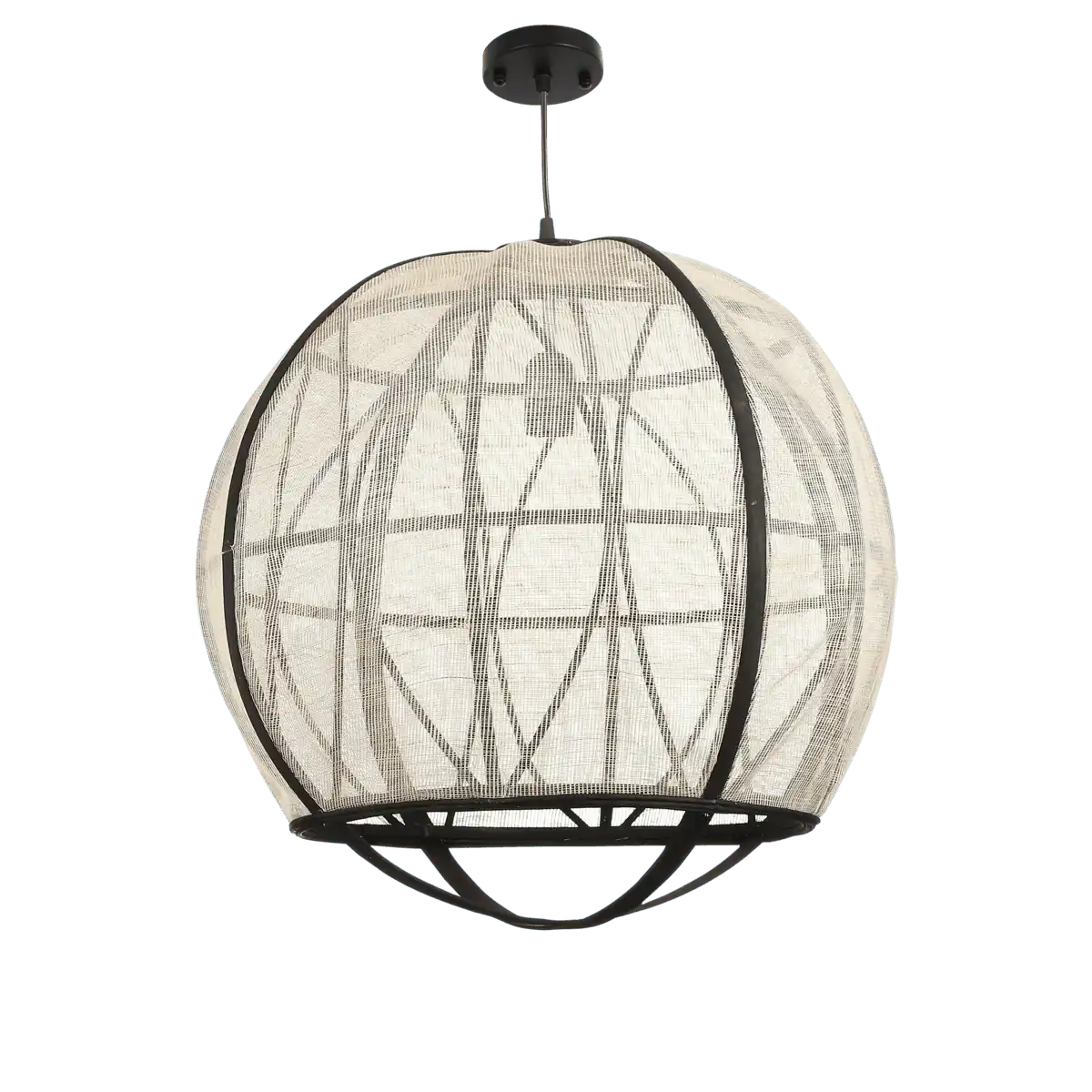 Pella Hängelampe – H50 x Ø51 cm – Leinen – gebrochenes Weiß - HomeDesign Knaus