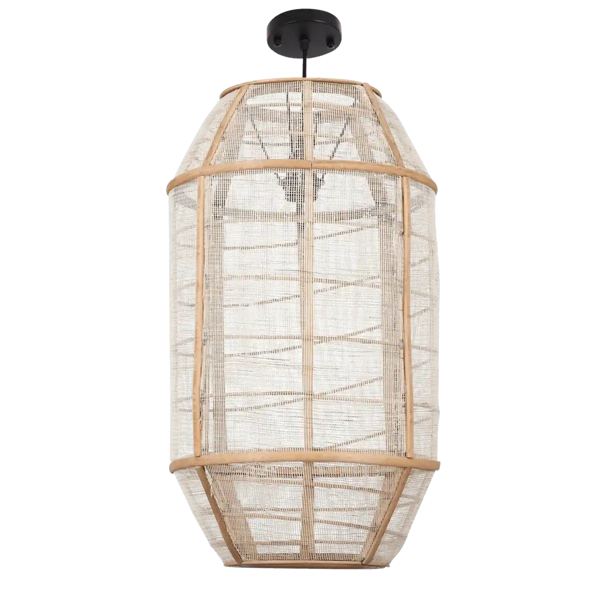 Pella Hängelampe – H58 x Ø33 cm – Leinen – Beige - HomeDesign Knaus