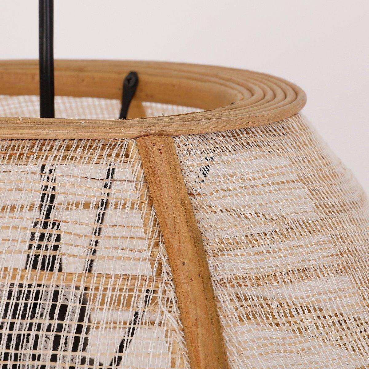 Pella Hängelampe – H58 x Ø33 cm – Leinen – Beige - HomeDesign Knaus