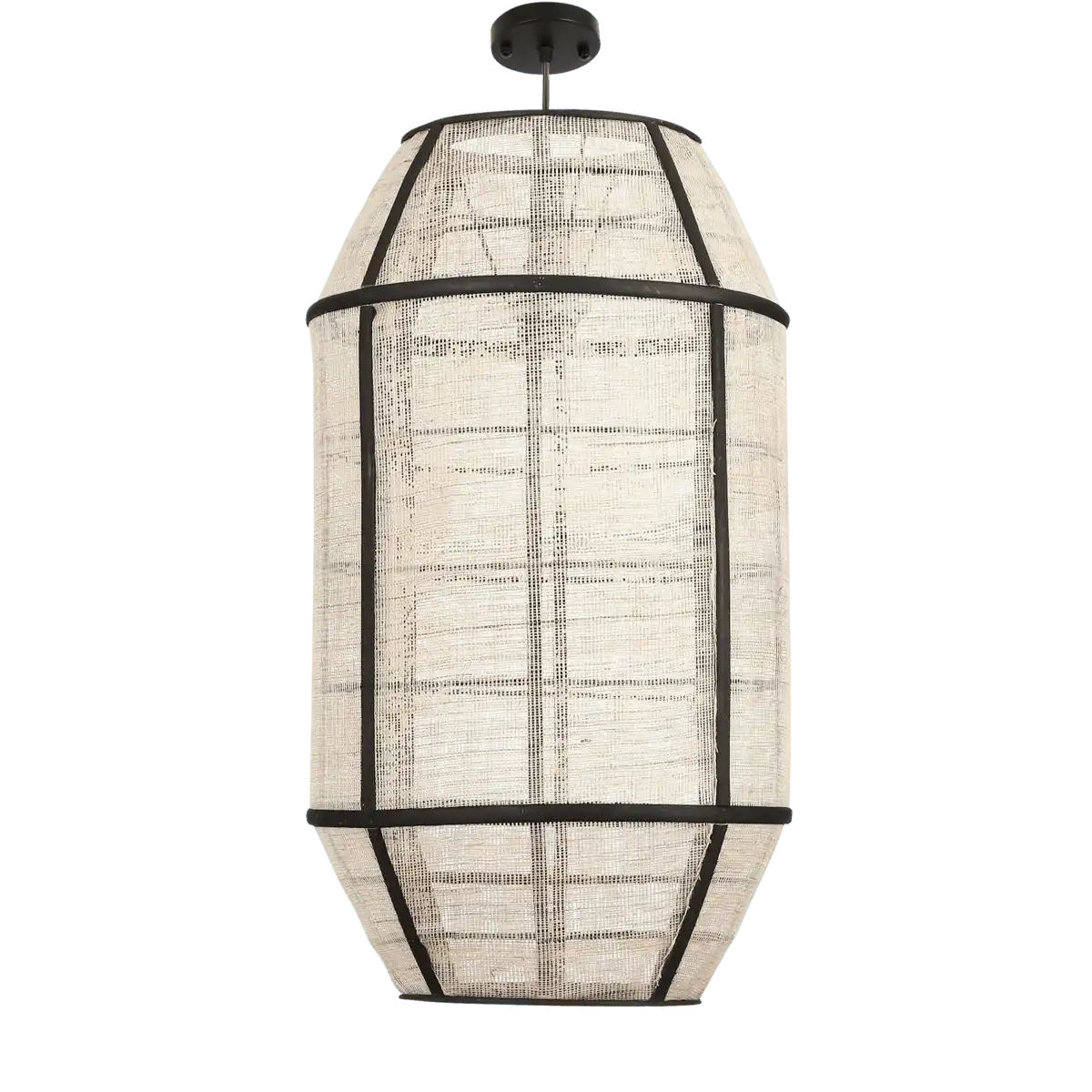 Pella Hängelampe – H58 x Ø33 cm – Leinen – gebrochenes Weiß - HomeDesign Knaus