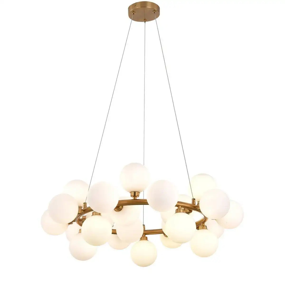 Pendeleuchte Elite Weißgold Hängeleuchte rund Messing - HomeDesign Knaus