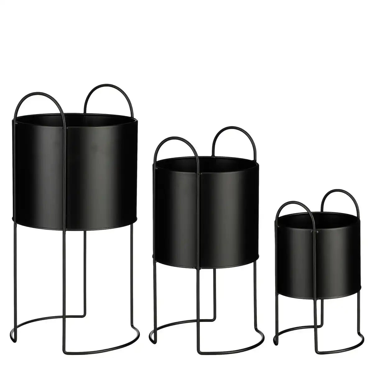 Petry Blumenpot auf Standard - Set von 3 - L27 x B25 x H51 cm - Metall - Schwarz - HomeDesign Knaus