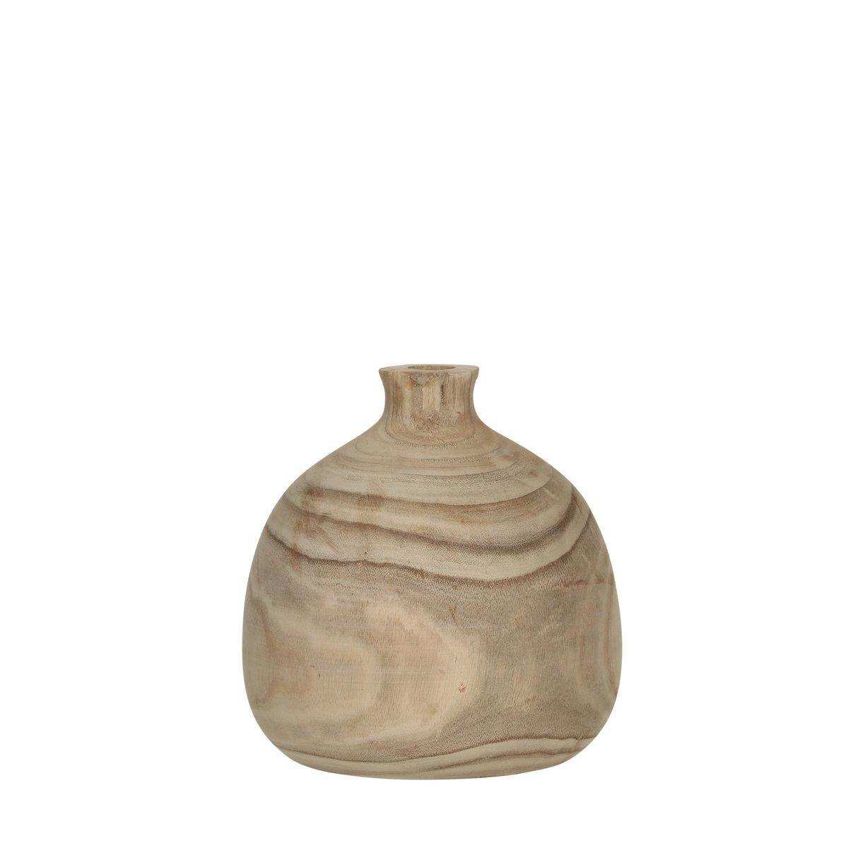 Pia Vase – H25 x Ø24 cm – Paulownia-Holz – Hellbraun - HomeDesign Knaus