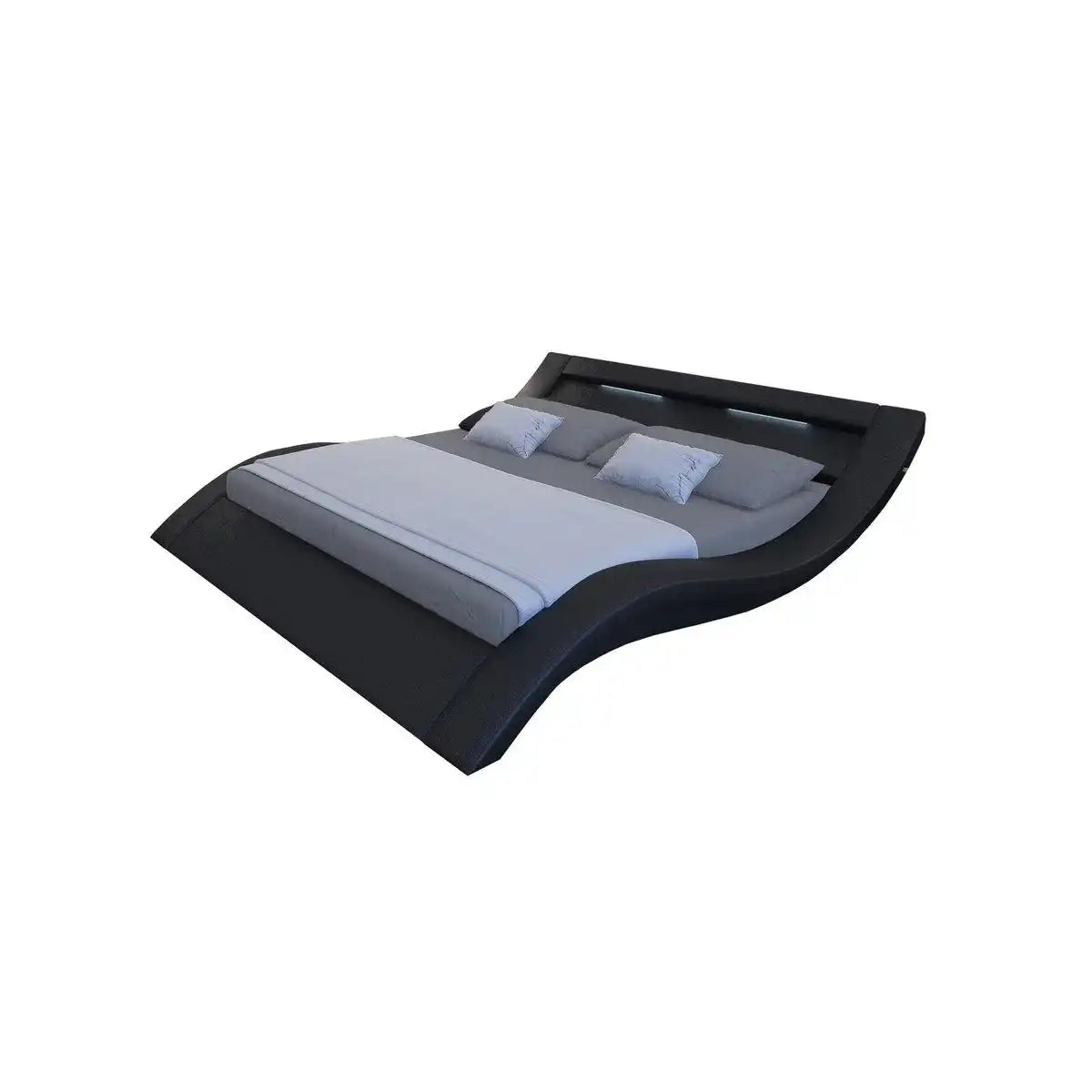Polsterbett 140x200 cm LED schwarz Kunstleder-Optik - HomeDesign Knaus