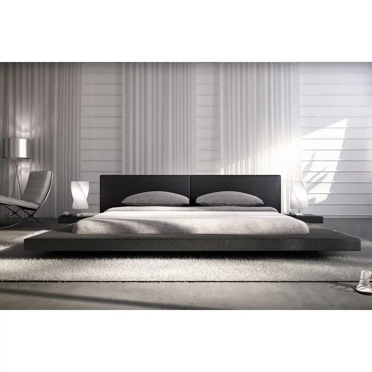 Polsterbett 140x200 cm schwarz Kunstleder-Optik - HomeDesign Knaus