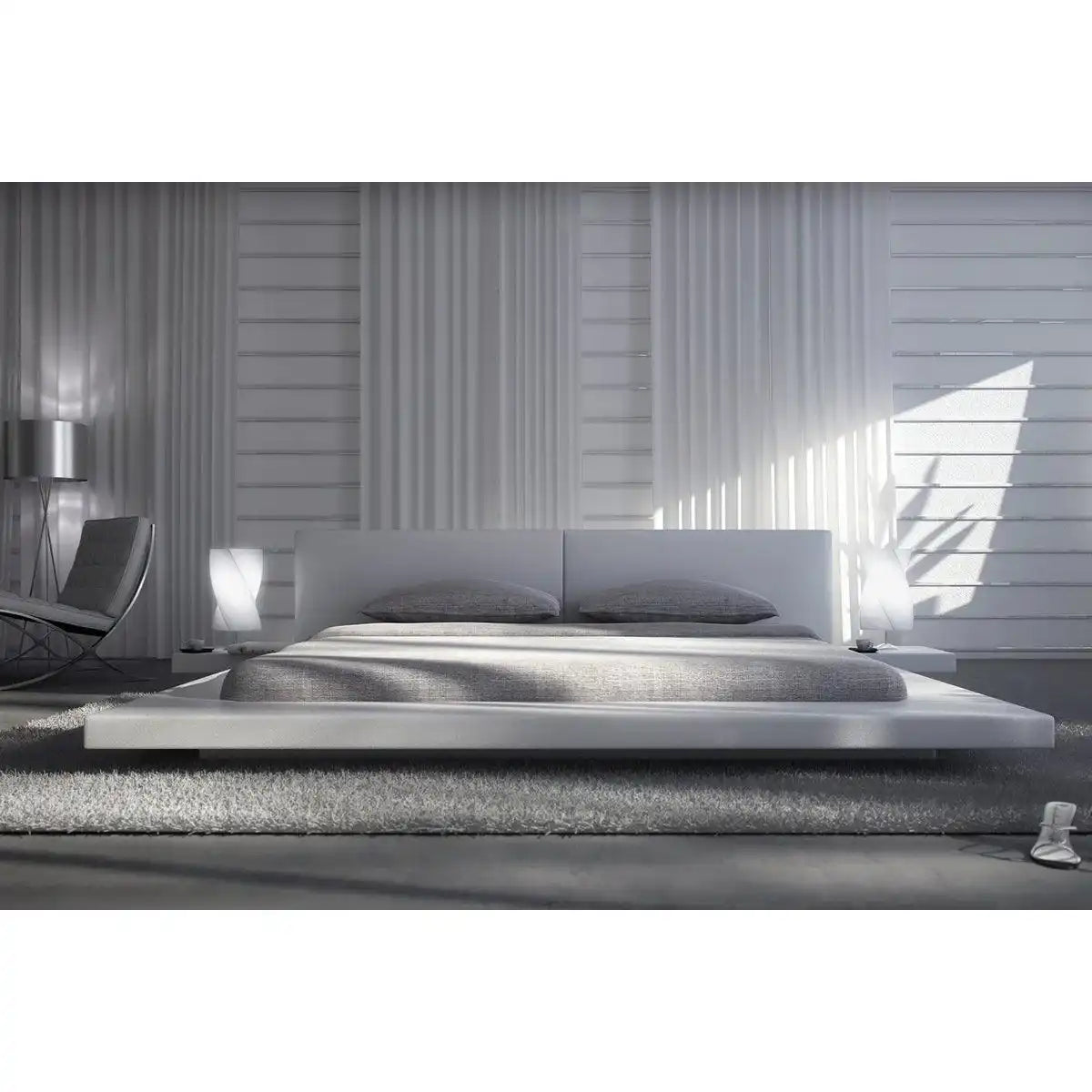 Polsterbett 140x200 cm weiß Kunstleder-Optik - HomeDesign Knaus