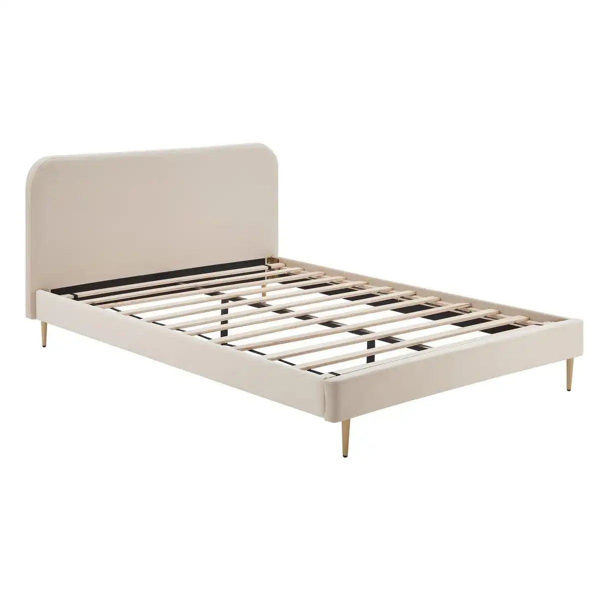 Polsterbett mit Samtbezug Beige 140x200 cm - HomeDesign Knaus