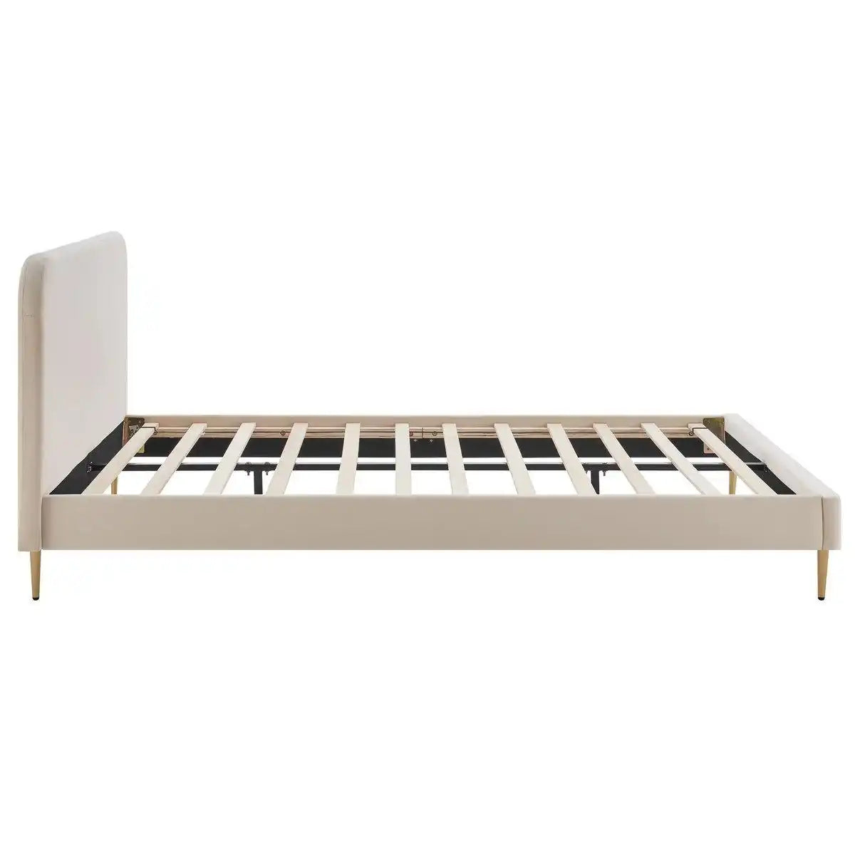 Polsterbett mit Samtbezug Beige 140x200 cm - HomeDesign Knaus