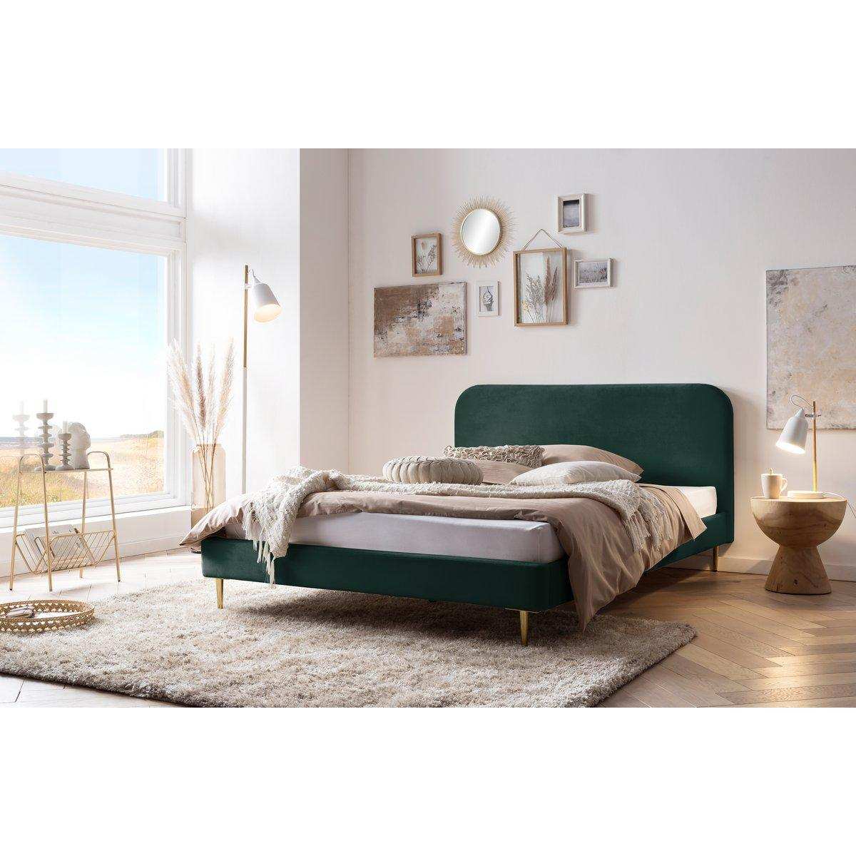Polsterbett mit Samtbezug Grün 140x200 cm - HomeDesign Knaus