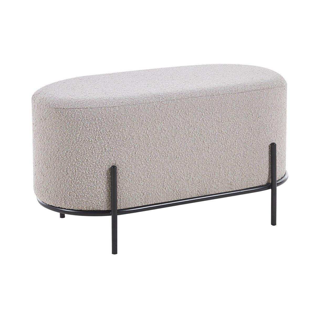 Polsterhocker Bouclé Stoff Taupe - HomeDesign Knaus