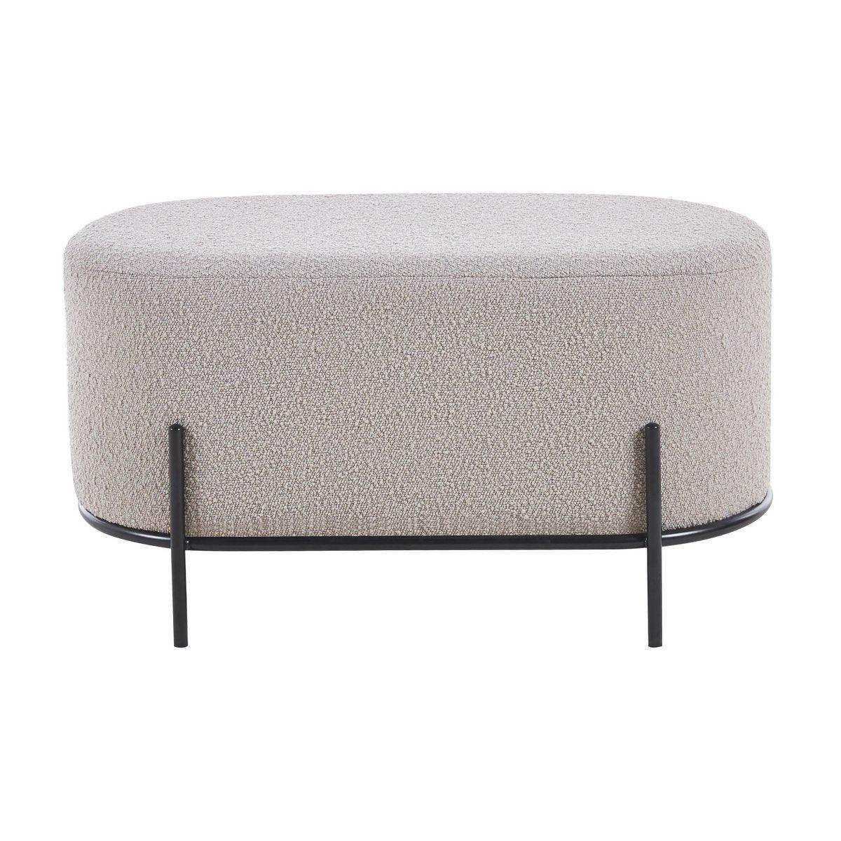 Polsterhocker Bouclé Stoff Taupe - HomeDesign Knaus