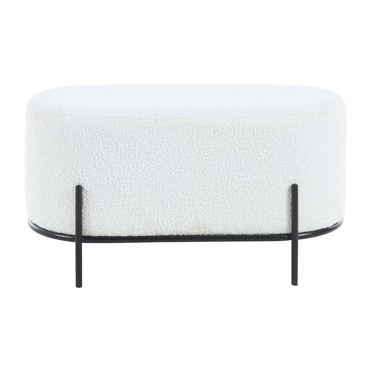 Polsterhocker Bouclé Stoff Weiß - HomeDesign Knaus