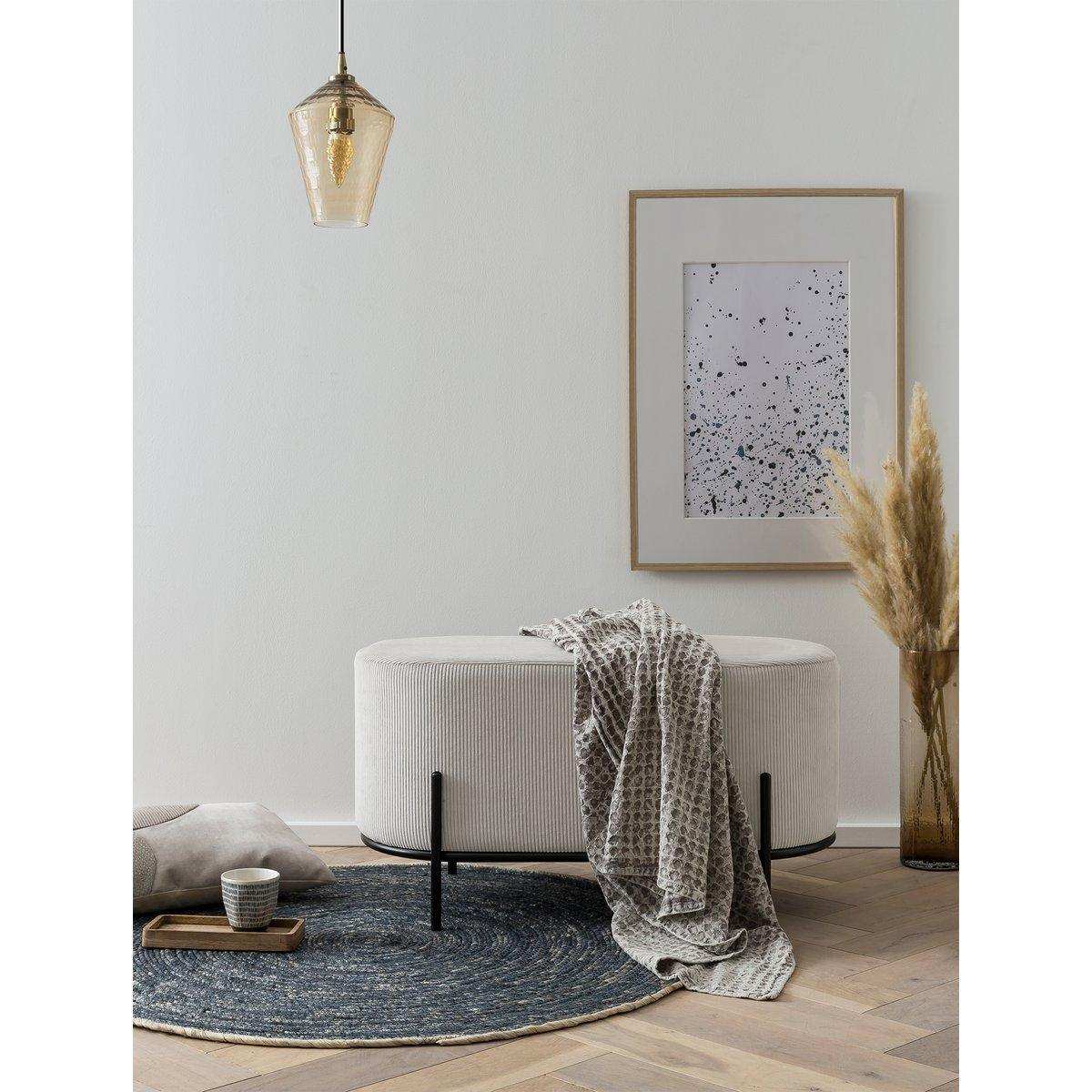 Polsterhocker Cord Optik Beige - HomeDesign Knaus