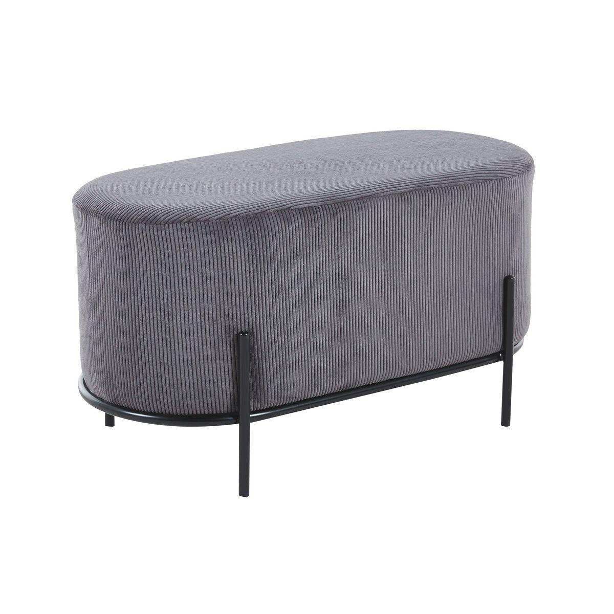 Polsterhocker Cord Optik Grau - HomeDesign Knaus