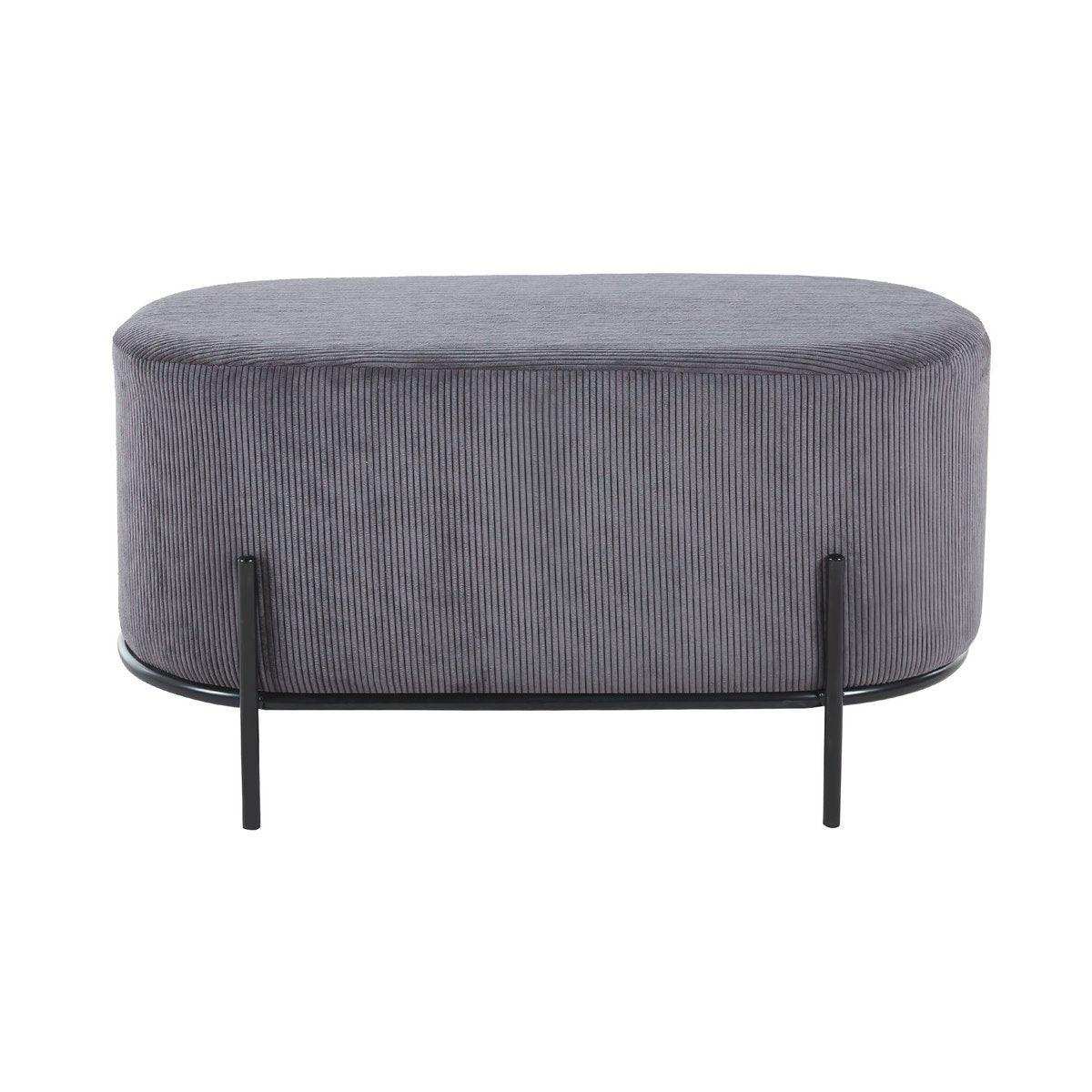 Polsterhocker Cord Optik Grau - HomeDesign Knaus