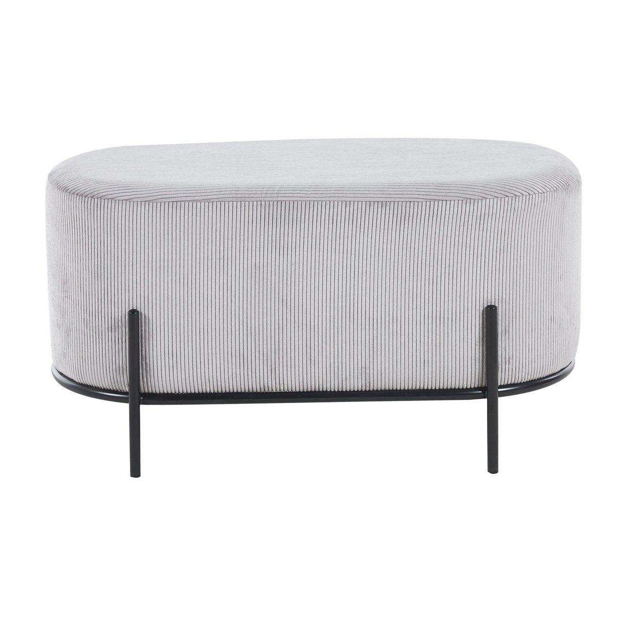Polsterhocker Cord Optik Hellgrau - HomeDesign Knaus