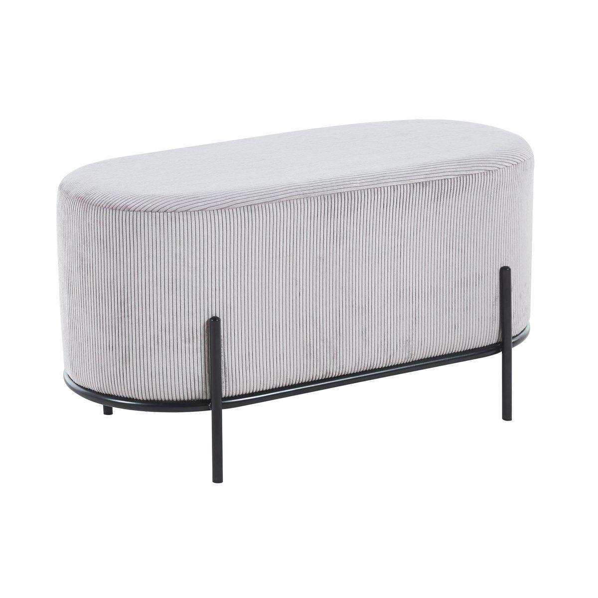 Polsterhocker Cord Optik Hellgrau - HomeDesign Knaus