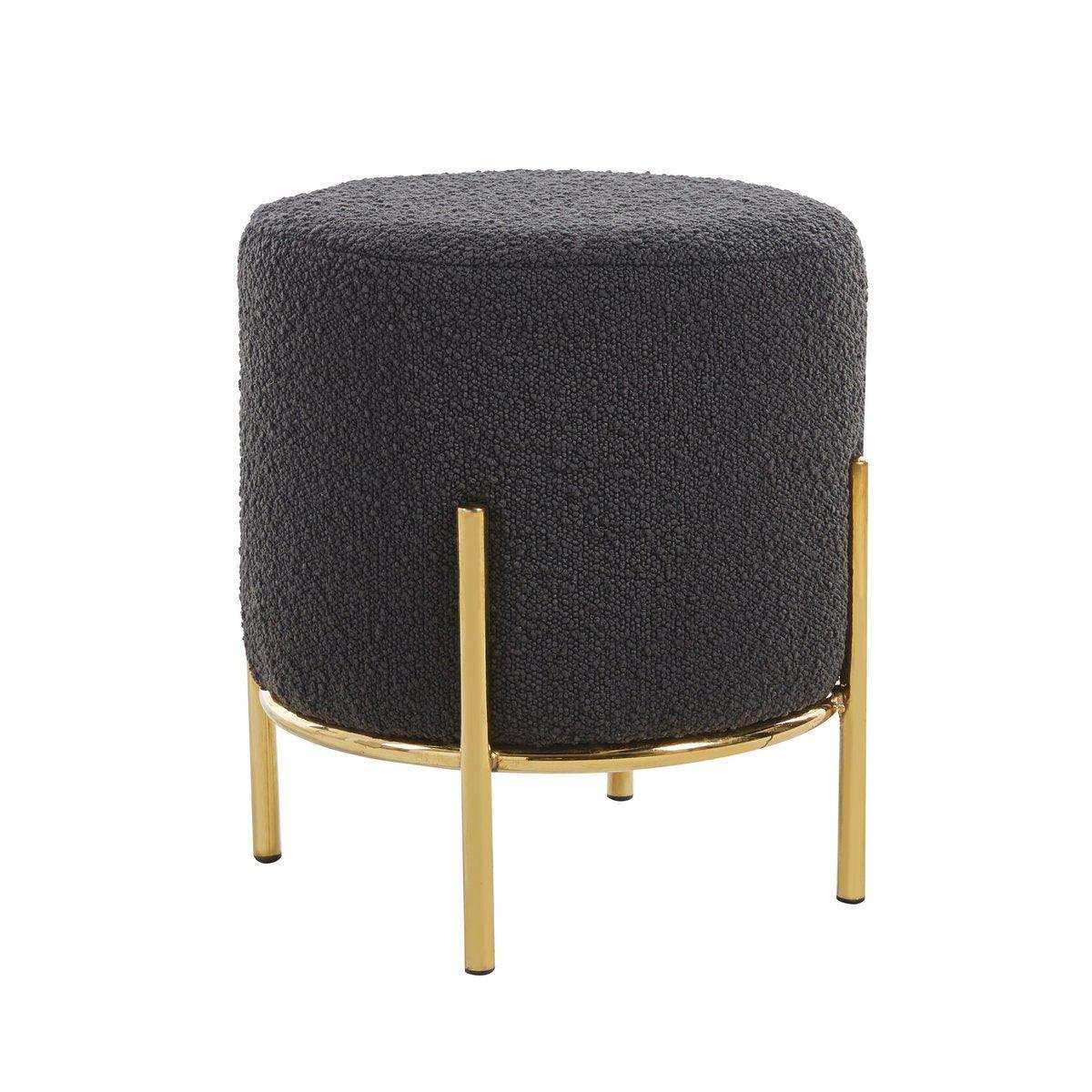 Polsterhocker Ø35 cm Bouclé Stoff Anthrazit - HomeDesign Knaus