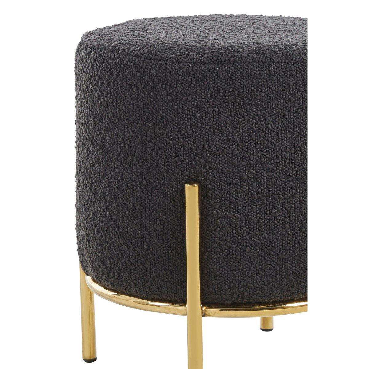 Polsterhocker Ø35 cm Bouclé Stoff Anthrazit - HomeDesign Knaus