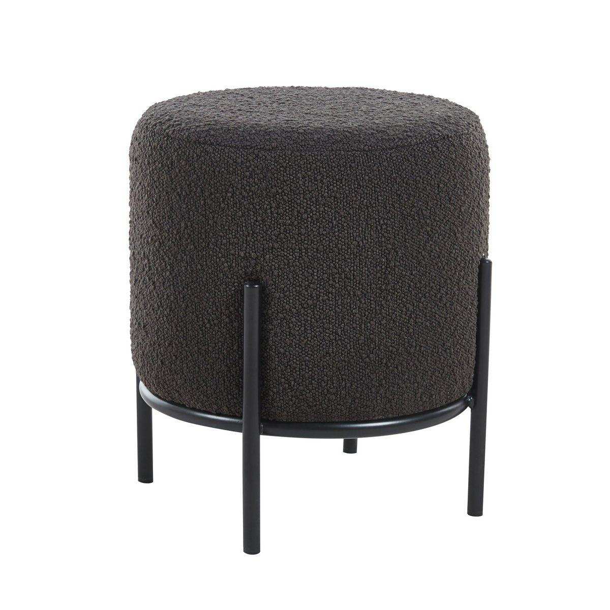 Polsterhocker Ø35 cm Bouclé Stoff Anthrazit - HomeDesign Knaus