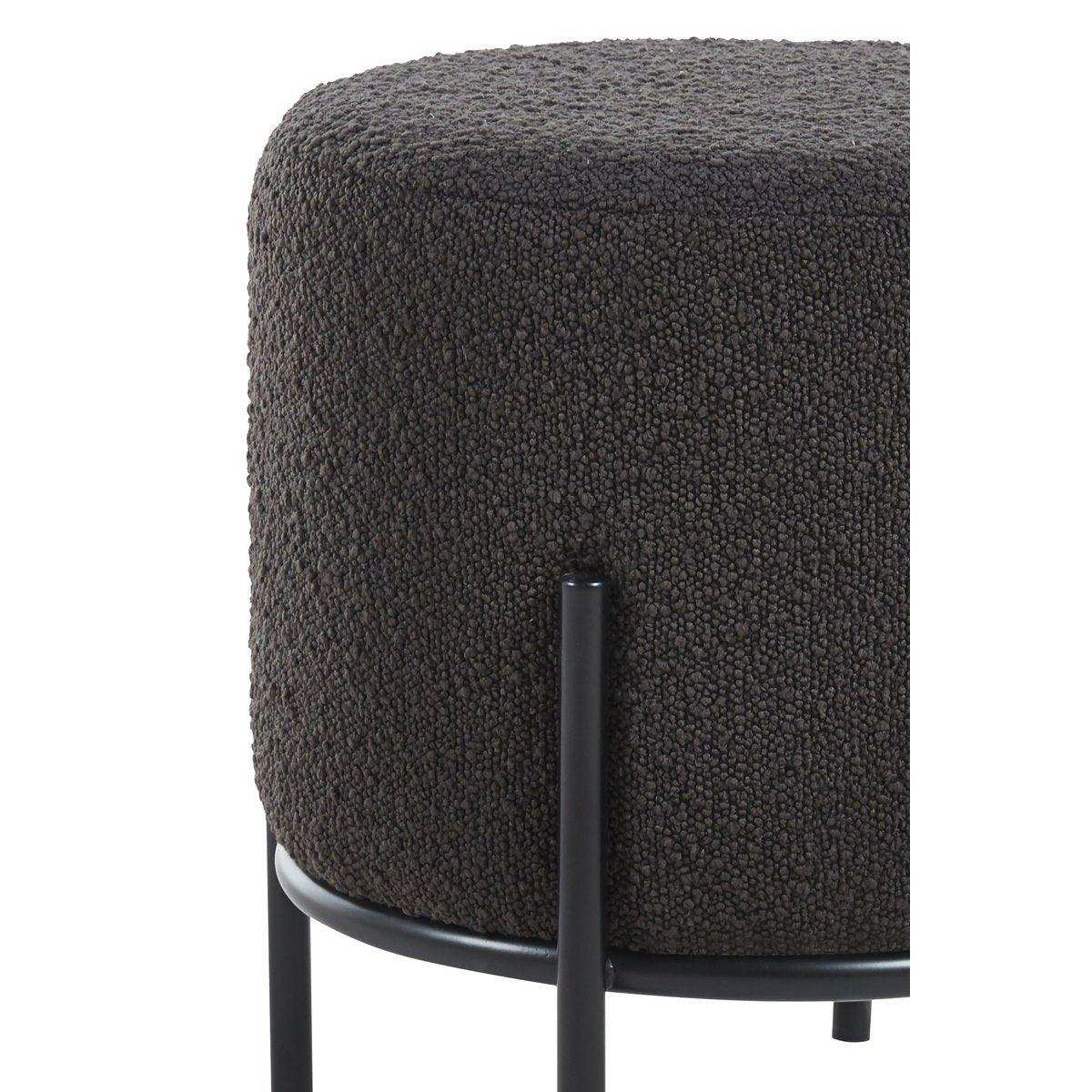 Polsterhocker Ø35 cm Bouclé Stoff Anthrazit - HomeDesign Knaus