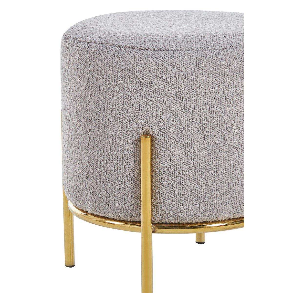 Polsterhocker Ø35 cm Bouclé Stoff Taupe - HomeDesign Knaus
