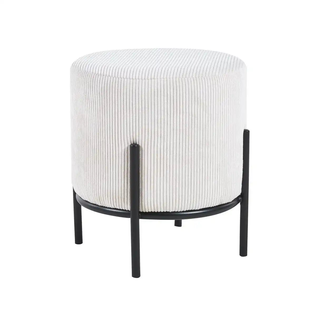 Polsterhocker Ø35 cm Cord Optik Beige - HomeDesign Knaus
