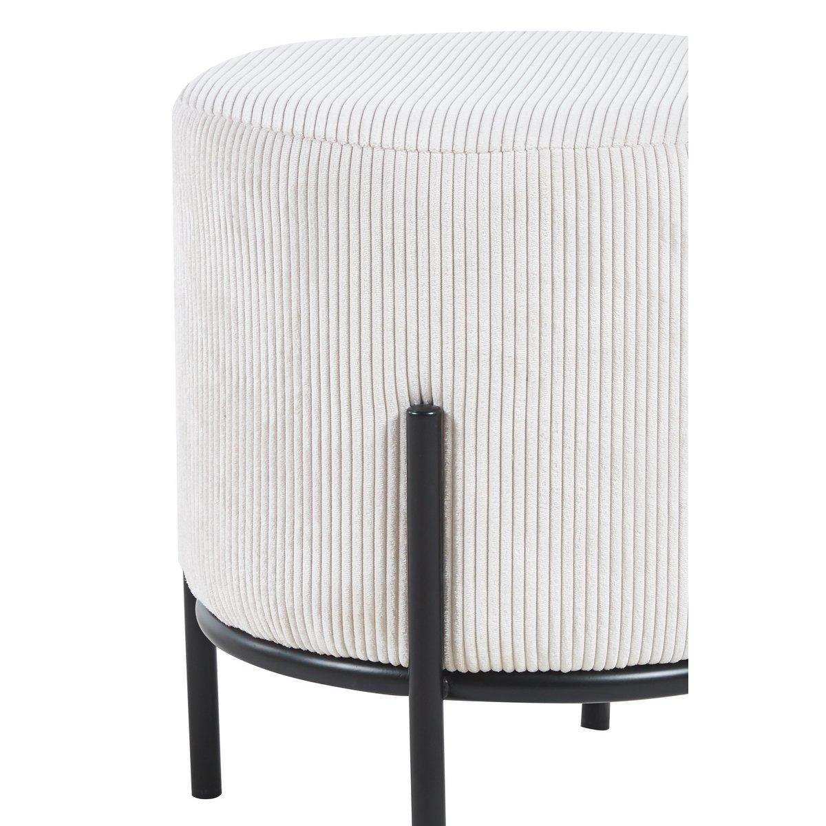Polsterhocker Ø35 cm Cord Optik Beige - HomeDesign Knaus