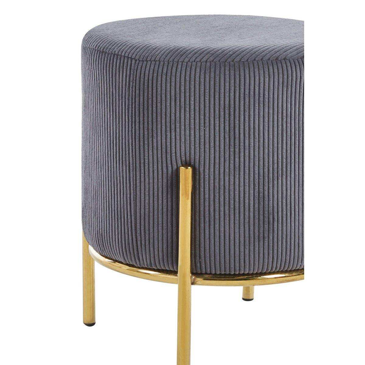 Polsterhocker Ø35 cm Cord Optik Grau - HomeDesign Knaus