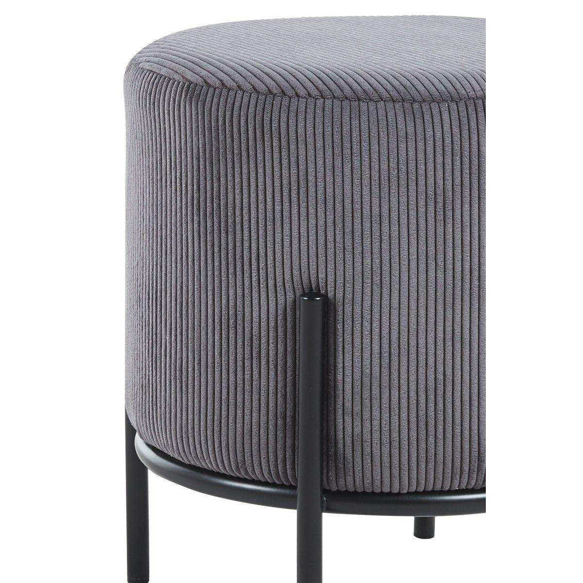 Polsterhocker Ø35 cm Cord Optik Grau - HomeDesign Knaus
