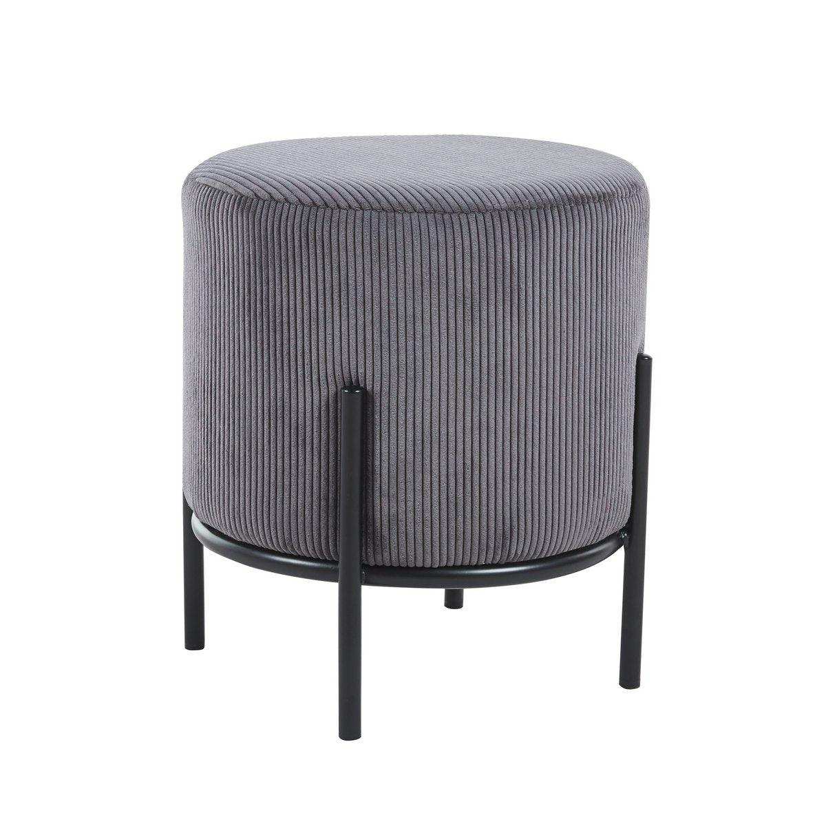 Polsterhocker Ø35 cm Cord Optik Grau - HomeDesign Knaus