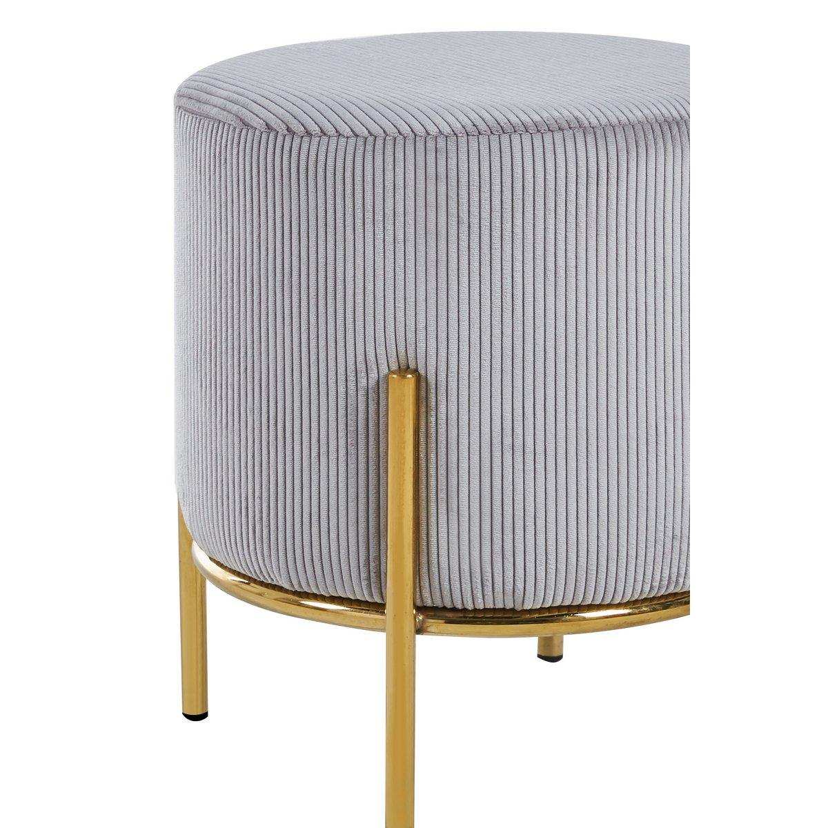 Polsterhocker Ø35 cm Cord Optik Hellgrau - HomeDesign Knaus