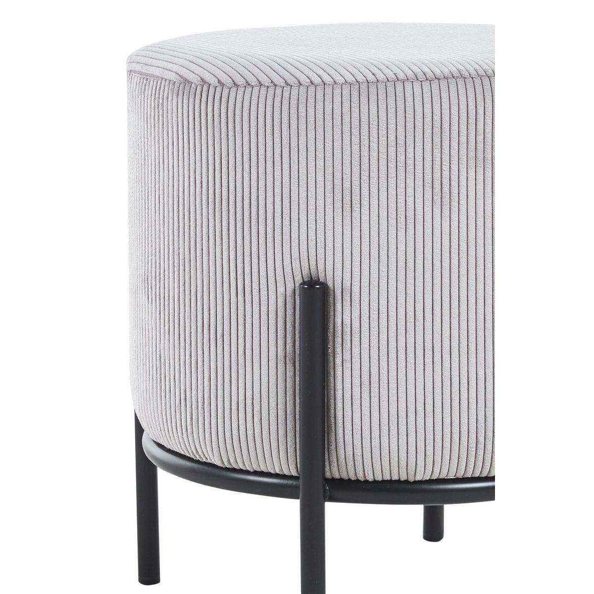 Polsterhocker Ø35 cm Cord Optik Hellgrau - HomeDesign Knaus
