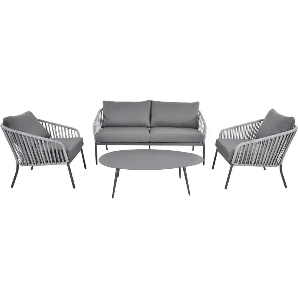Polyrattan Lounge-Set Gartenmöbel Wetterfest grau Gartenlounge - HomeDesign Knaus