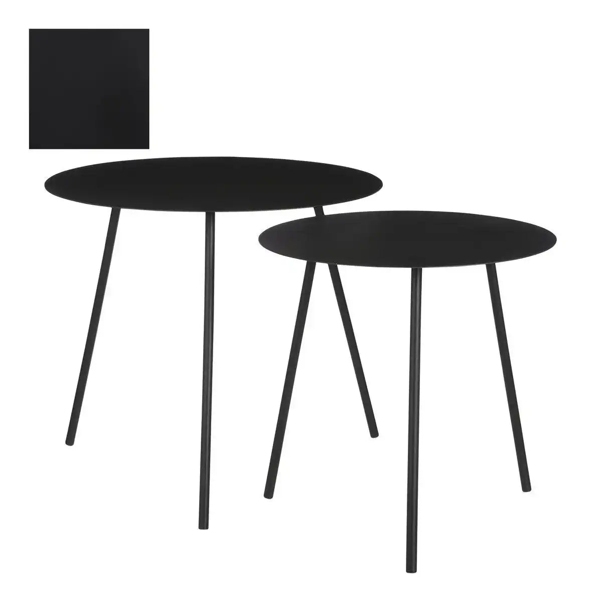 Pontus Beistelltisch – 2er-Set – H45 x Ø55 cm – Metall – Schwarz - HomeDesign Knaus