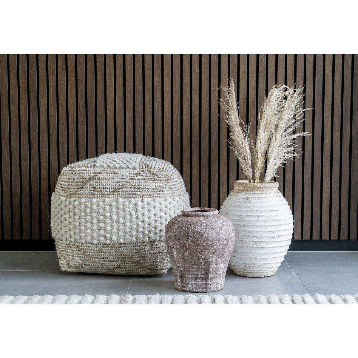Puri Pouf – Pouf, handgewebt, Elfenbein, 40x40 cm - HomeDesign Knaus