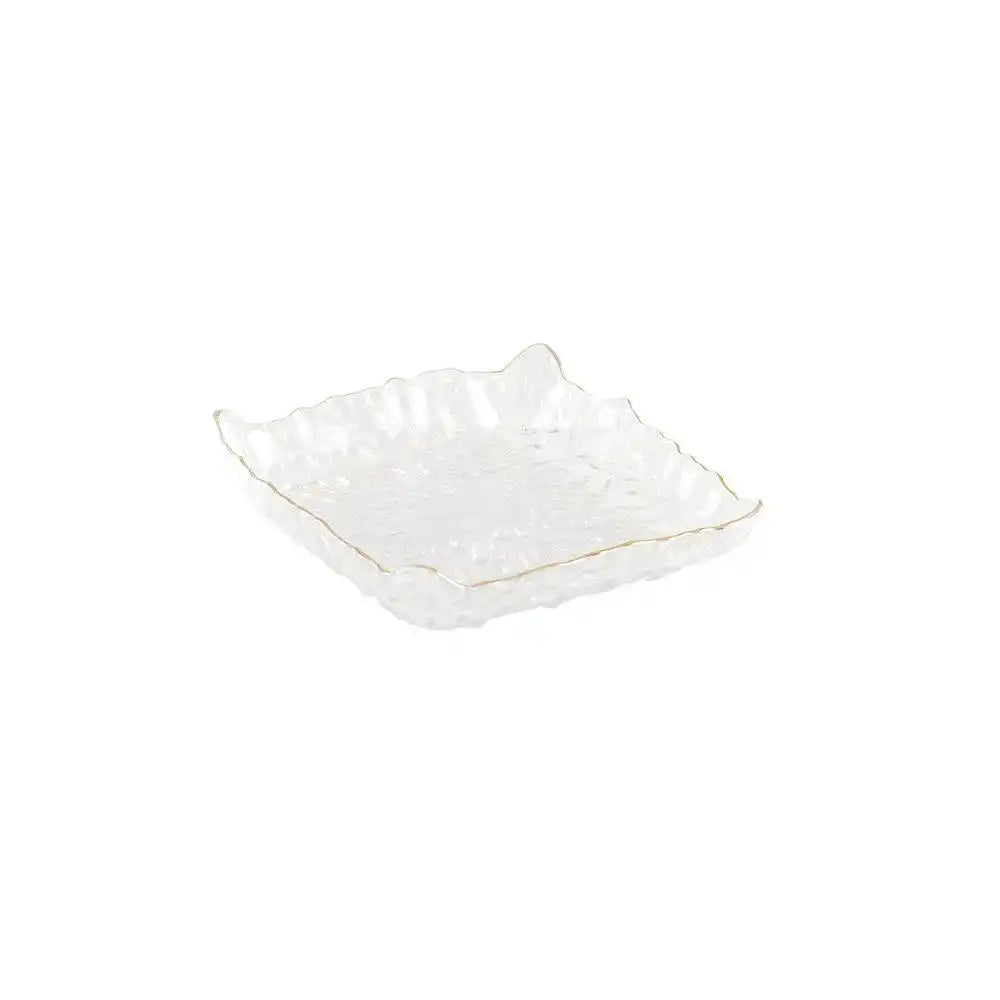 QUADRATISCHER GLASBECHER MIT GOLDRAND 15,5X15,5X3,5CM - HomeDesign Knaus