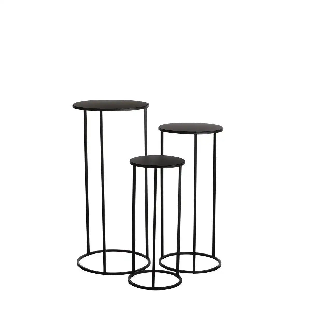 Quinty Beistelltisch – 3er-Set – H70 x Ø32 cm – Metall – Schwarz - HomeDesign Knaus
