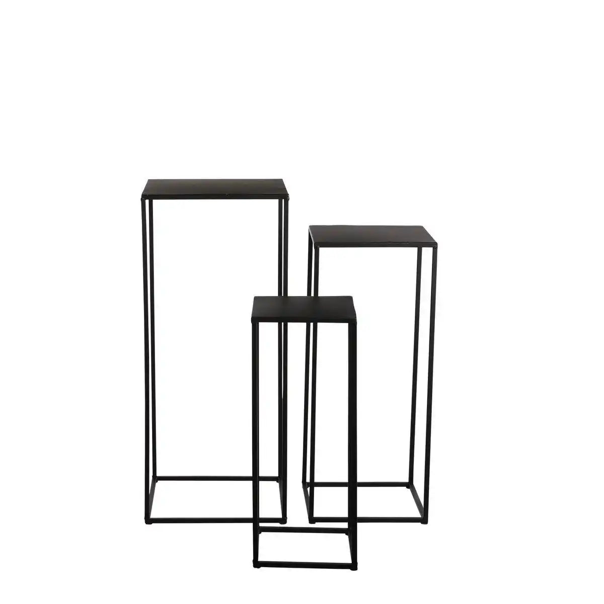 Quinty Beistelltisch – 3er-Set – L30 x B30 x H70 cm – Metall – Schwarz - HomeDesign Knaus