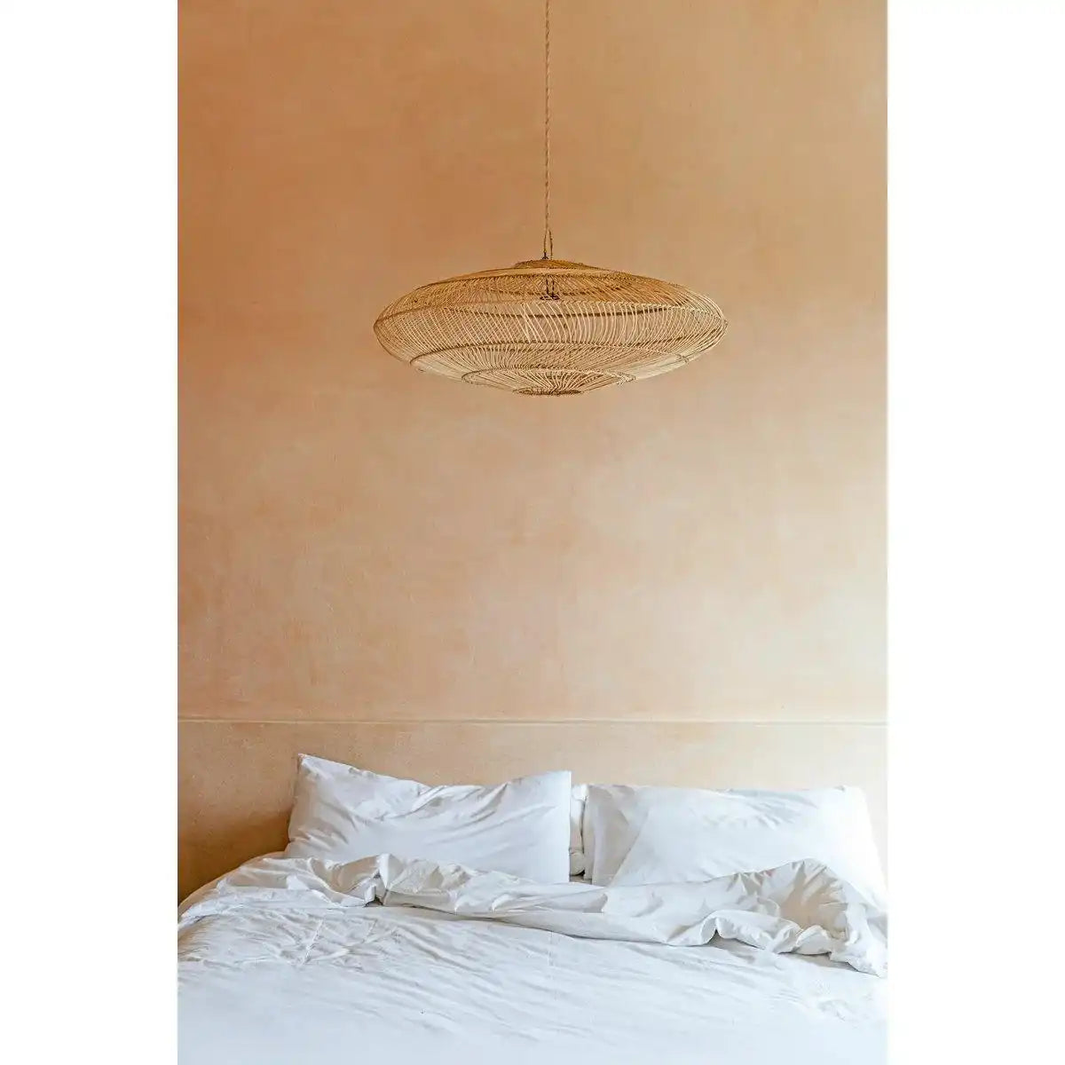 Rattan Macaron Hängeleuichte Natur handgefertigt - HomeDesign Knaus
