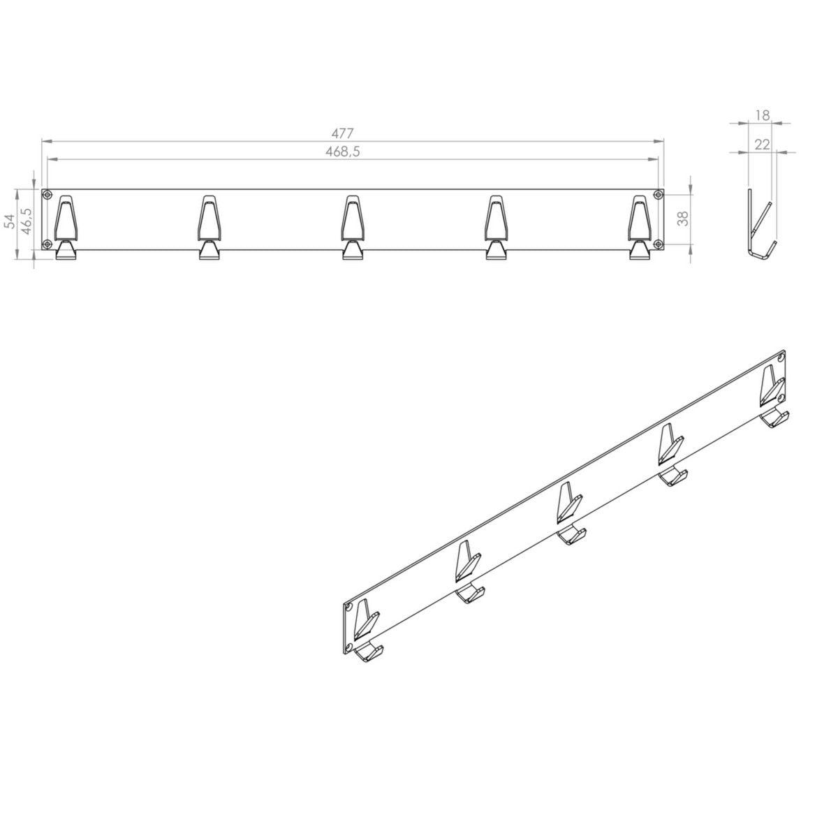 Gorillz Raw XL Five – Industrial – Wandgarderobe – Garderobe – 10 Haken – Schwarz - HomeDesign Knaus