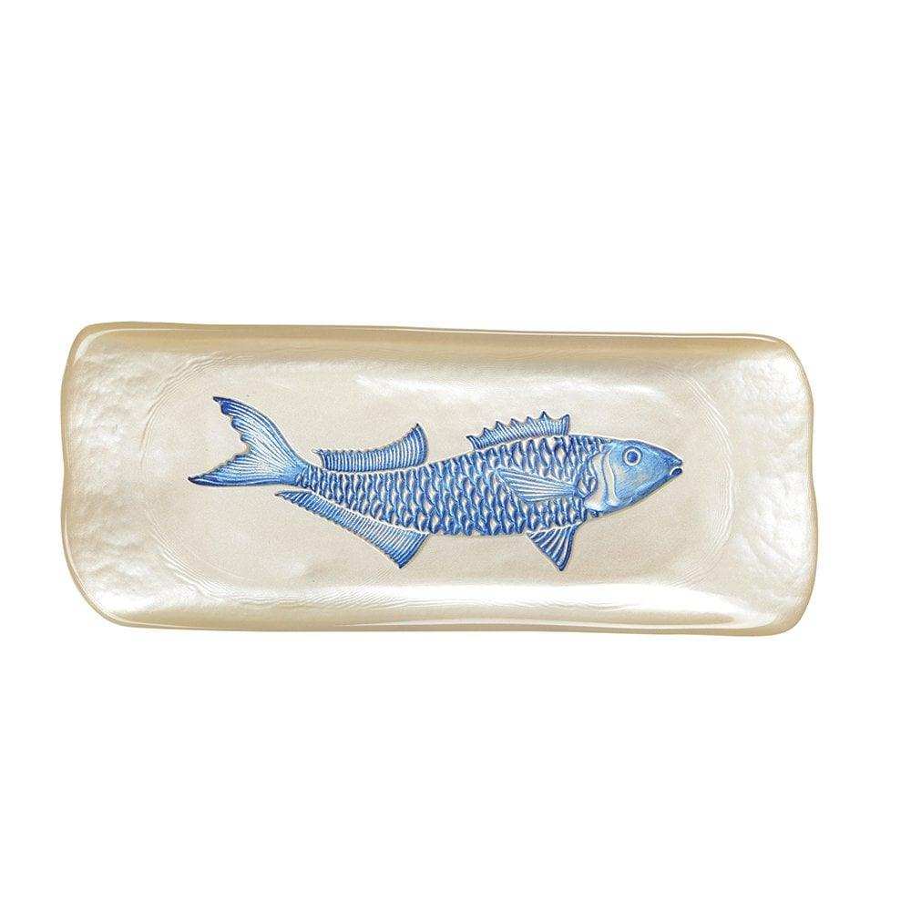 RECHTECKIGE VANILLEFORM MIT BLAUEN FISCHEN 31X12,5X2,5CM - HomeDesign Knaus